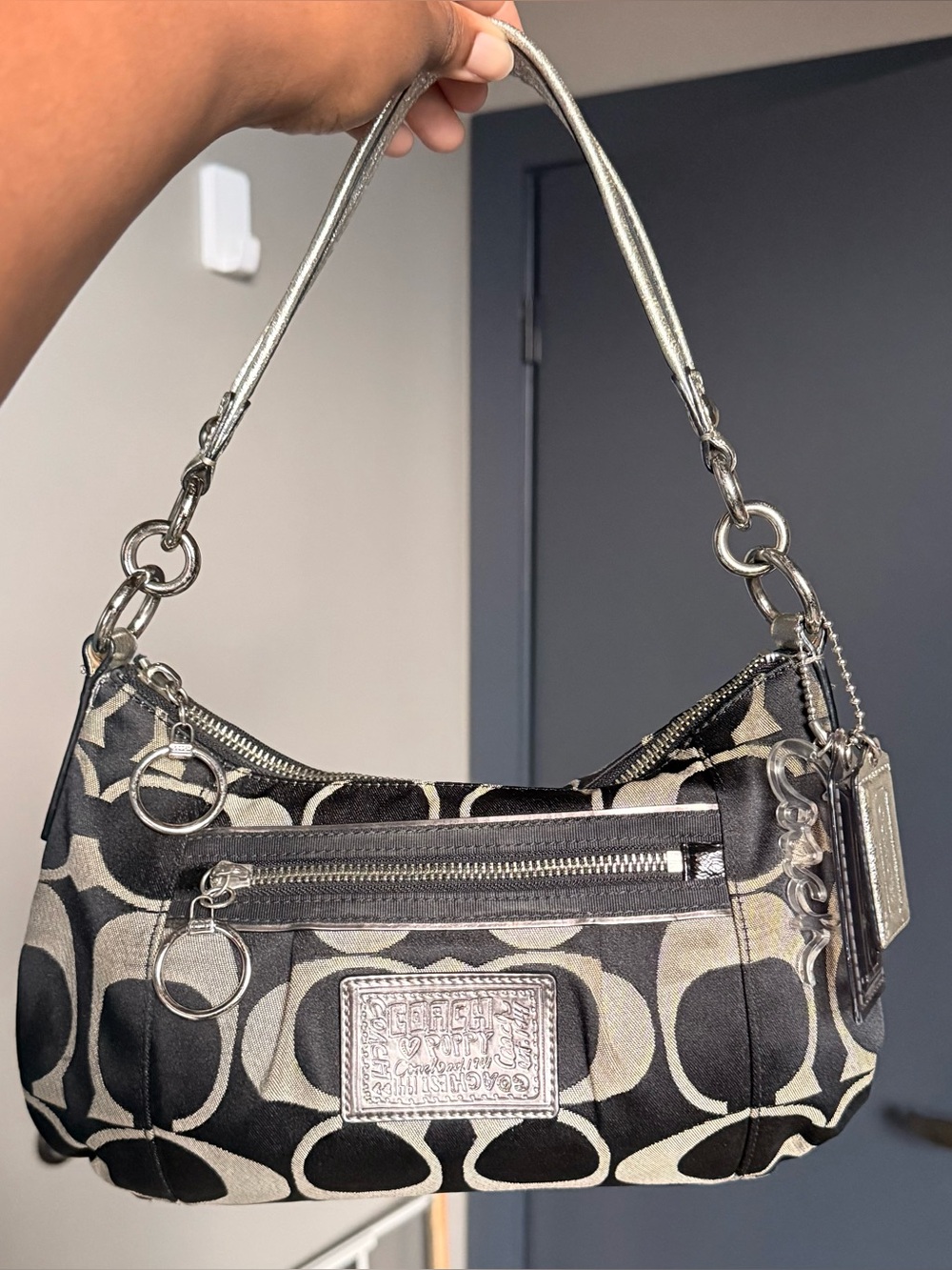 Coach Poppy Black Signature Bag